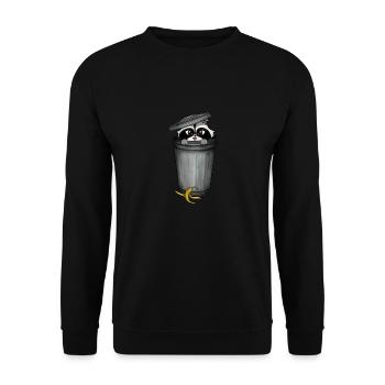Waschbär in Mülltonne - Unisex Pullover - Schwarz - Vorne - Alina (178cm) & Michal (187cm)