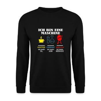Ich bin eine Maschine Chemikant ist mein Job - Unisex Pullover - Schwarz - Vorne - Alina (178cm) & Michal (187cm)
