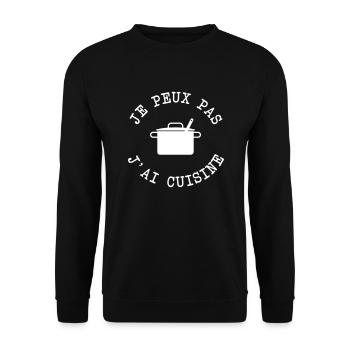 je peux pas j ai cuisine - Sweat-shirt Unisexe - noir - Devant - Alina (178cm) & Michal (187cm)