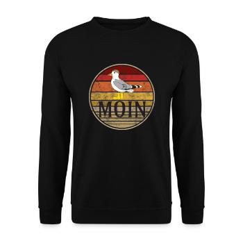 Moin Möwe Retro - Unisex Pullover - Schwarz - Vorne - Alina (178cm) & Michal (187cm)
