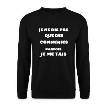Je ne dis pas que des conneries - Sweat-shirt Unisexe - noir - Devant - Alina (178cm) & Michal (187cm)