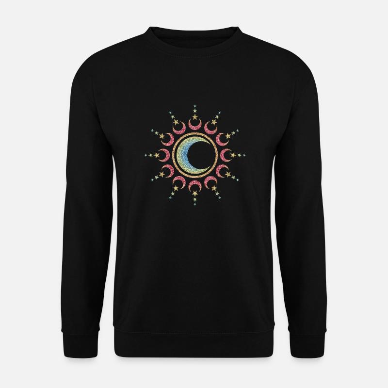 Sonne, Mond und Sterne, Mandala, Symbol, Kosmos - Unisex Pullover - Schwarz