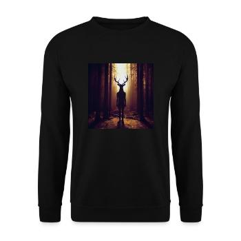 Dieu cerf - Sweat-shirt Unisexe - noir - Devant - Alina (178cm) & Michal (187cm)