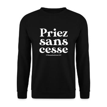 Priez sans cesse - Sweat-shirt Unisexe - noir - Devant - Alina (178cm) & Michal (187cm)