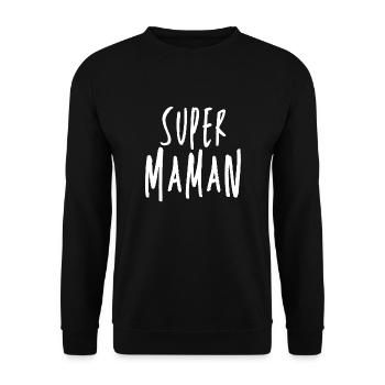 super maman - Sweat-shirt Unisexe - noir - Devant - Alina (178cm) & Michal (187cm)