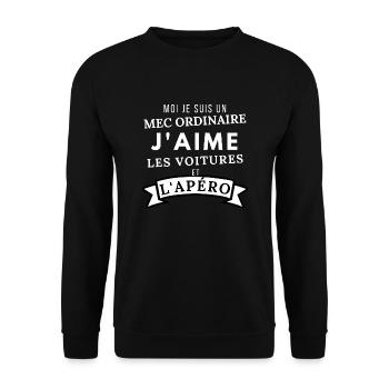 Moi je suis un mec ordinaire j'aime les voitures - Sweat-shirt Unisexe - noir - Devant - Alina (178cm) & Michal (187cm)