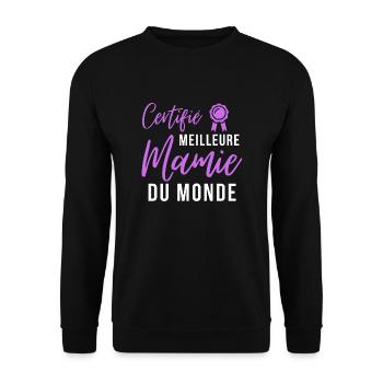 Certifié meilleur mamie du monde - Sweat-shirt Unisexe - noir - Devant - Alina (178cm) & Michal (187cm)