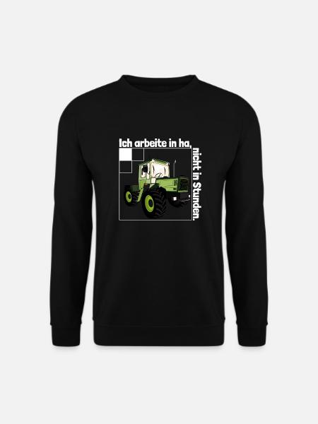 Ich arbeite in Hektar - Lohnarbeit Bauer MB Trac - Unisex Pullover - Schwarz