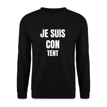 Je suis con tent - Sweat-shirt Unisexe - noir - Devant - Alina (178cm) & Michal (187cm)