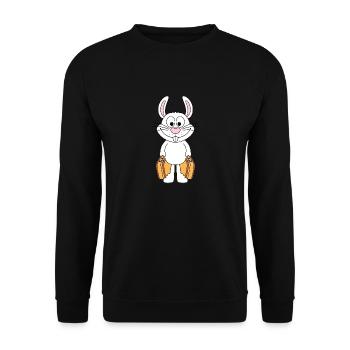 HASE - KOFFER - REISE - URLAUB - FERIEN - TIER - Unisex Pullover - Schwarz - Vorne - Alina (178cm) & Michal (187cm)