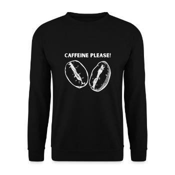 Caffeine Please! Design in weiß! - Unisex Pullover - Schwarz - Vorne - Alina (178cm) & Michal (187cm)