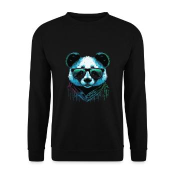 Cool Panda - Unisex Pullover - Schwarz - Vorne - Alina (178cm) & Michal (187cm)