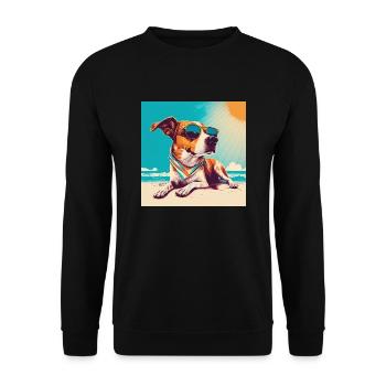 Dog with sunglasses on the beach 4 - Unisex Sweatshirt - black - Front - Alina (178cm) & Michal (187cm)