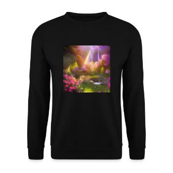 Utopia Garden Waterfall - Unisex Pullover - Schwarz - Vorne - Alina (178cm) & Michal (187cm)