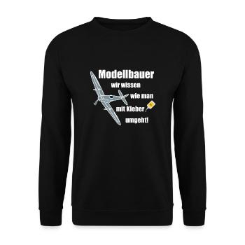 Modellbauer, wir wissen wie man mit kleber umgeht! - Unisex Pullover - Schwarz - Vorne - Alina (178cm) & Michal (187cm)