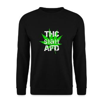 THC Statt AFD Cannabis Politik - Unisex Pullover - Schwarz - Vorne - Alina (178cm) & Michal (187cm)