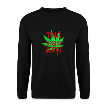 THC Statt AFD Cannabis - Unisex Pullover - Schwarz - Vorne - Alina (178cm) & Michal (187cm)