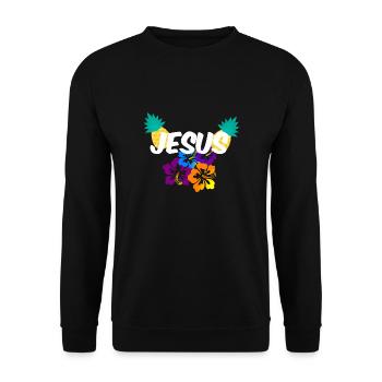 Jésus Hawaï - Sweat-shirt Unisexe - noir - Devant - Alina (178cm) & Michal (187cm)