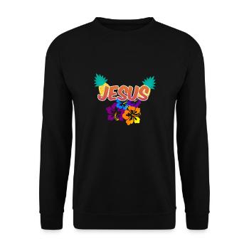 Jésus Hawaï - Sweat-shirt Unisexe - noir - Devant - Alina (178cm) & Michal (187cm)