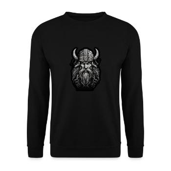 Wikinger mitHelm Schwarz-Weiß - Unisex Pullover - Schwarz - Vorne - Alina (178cm) & Michal (187cm)