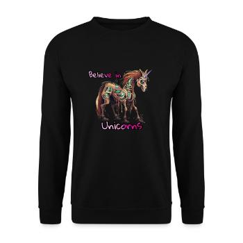 Croyez aux licornes - Sweat-shirt Unisexe - noir - Devant - Alina (178cm) & Michal (187cm)