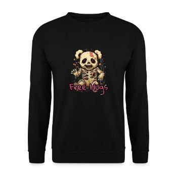 Free Hugs Zombie Teddy - Unisex Pullover - Schwarz - Vorne - Alina (178cm) & Michal (187cm)