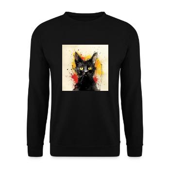 Distressed Grungy Punky Graffiti Cat IX - Unisex Sweatshirt - black - Front - Alina (178cm) & Michal (187cm)