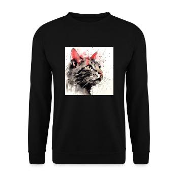 Distressed Grungy Punky Graffiti Cat XVIII - Unisex Sweatshirt - black - Front - Alina (178cm) & Michal (187cm)
