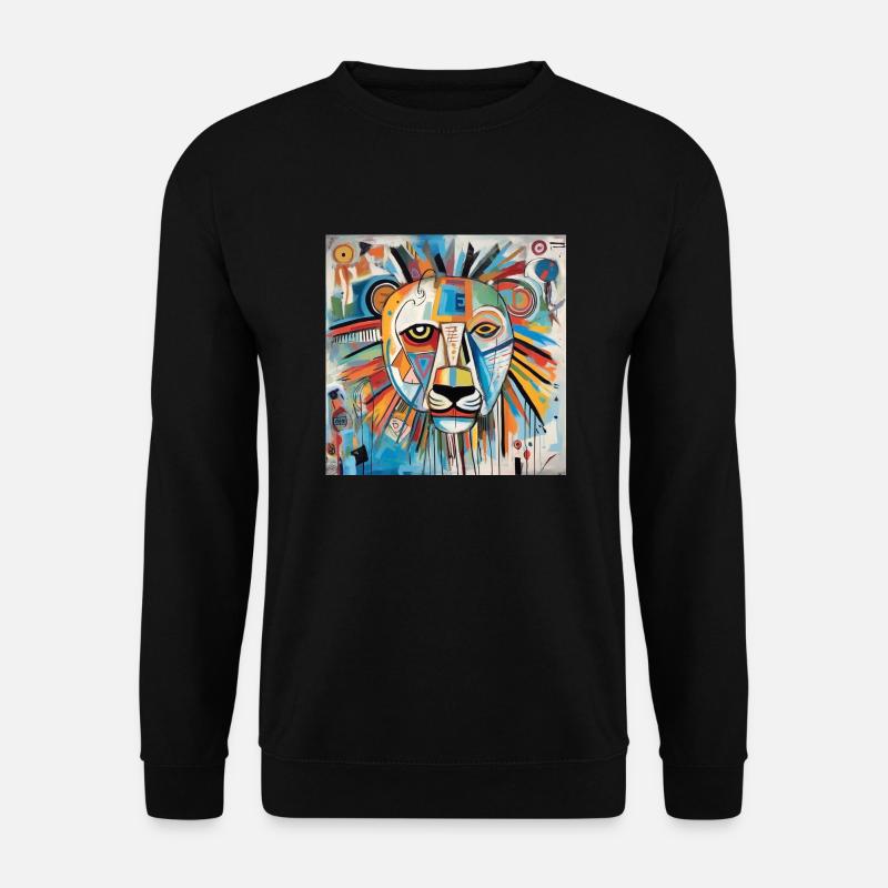 LÖWEN-STRASSENKUNST - Unisex Pullover - Schwarz