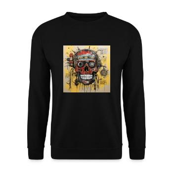 SCHÄDEL-STRASSENKUNST - Unisex Pullover - Schwarz - Vorne - Alina (178cm) & Michal (187cm)