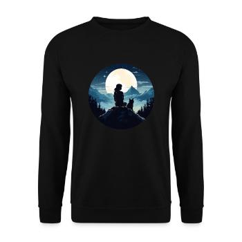 Young woman and her wolf - Unisex Sweatshirt - black - Front - Alina (178cm) & Michal (187cm)
