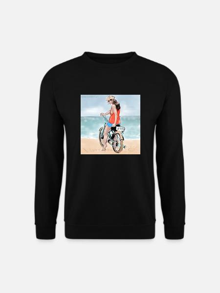 Frau auf dem Moped - Unisex Pullover - Schwarz