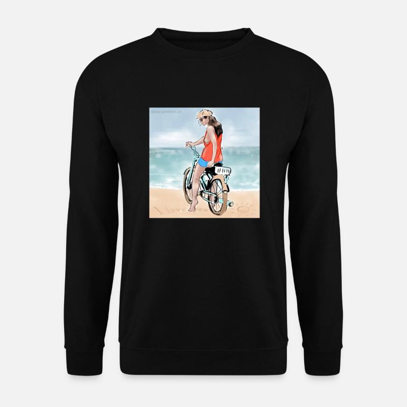 Frau auf dem Moped - Unisex Pullover - Schwarz
