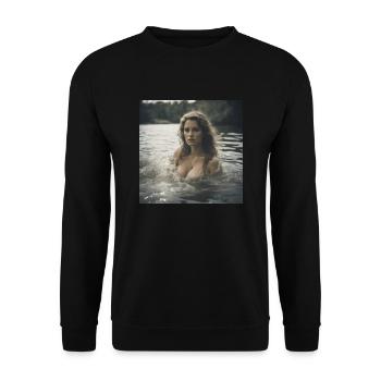 Frau im Wasser - Unisex Pullover - Schwarz - Vorne - Alina (178cm) & Michal (187cm)