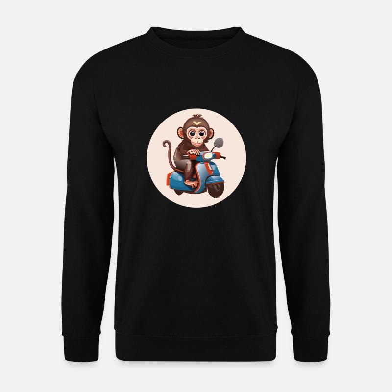 Der Affe auf einem Roller - Unisex Pullover - Schwarz