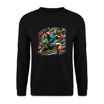 Muscle Strength: Bicep Curls Artwork - Unisex Sweatshirt - black - Front - Alina (178cm) & Michal (187cm)