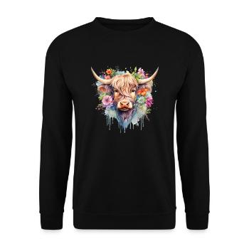 Personnalisé Highland vache-mignon Highland Cow Girls - Sweat-shirt Unisexe - noir - Devant - Alina (178cm) & Michal (187cm)