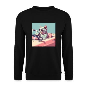 Convertible Cat - Unisex Sweatshirt - black - Front - Alina (178cm) & Michal (187cm)