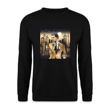 Der goldene Junggeselle - Unisex Pullover - Schwarz - Vorne - Alina (178cm) & Michal (187cm)