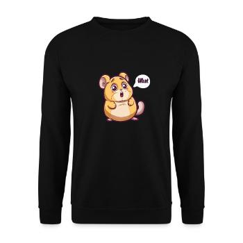 What Hamster - entsetzt guckender Hamster - Unisex Pullover - Schwarz - Vorne - Alina (178cm) & Michal (187cm)