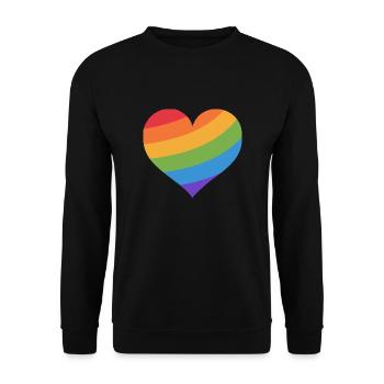 Regenbogen-Herz - Unisex Pullover - Schwarz - Vorne - Alina (178cm) & Michal (187cm)