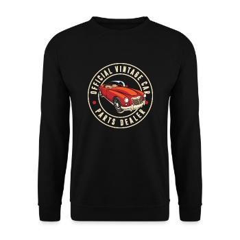 Official Vintage Car Parts Dealer Classic Hot Rod - Unisex Sweatshirt - black - Front - Alina (178cm) & Michal (187cm)