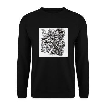 240128 - Unisex Pullover - Schwarz - Vorne - Alina (178cm) & Michal (187cm)