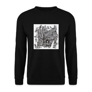 240126 - Unisex Pullover - Schwarz - Vorne - Alina (178cm) & Michal (187cm)