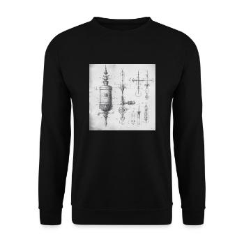 Patent Zeichnung Idee abstrakt fiktiv - Unisex Pullover - Schwarz - Vorne - Alina (178cm) & Michal (187cm)