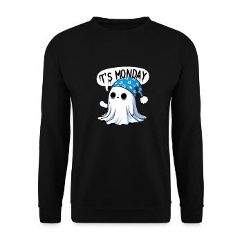 Gespenst Geist Schlafmütze It's Monday Spuki - Unisex Pullover - Schwarz - Vorne - Alina (178cm) & Michal (187cm)
