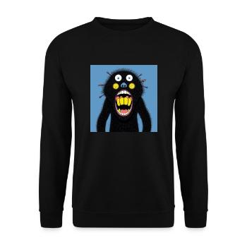 funny Monster Face - Unisex Pullover - Schwarz - Vorne - Alina (178cm) & Michal (187cm)