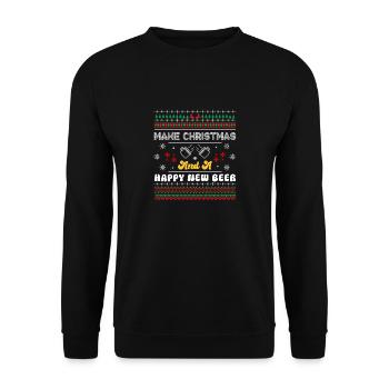 Frohe Weihnachten und ein frohes neues Bier - Bière - Unisex Pullover - Schwarz - Vorne - Alina (178cm) & Michal (187cm)