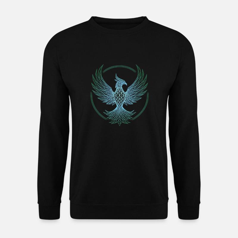 Electric Blue Polygonal Phoenix - Unisex Sweatshirt - black