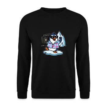 Cool Penguin Comic - Unisex Sweatshirt - black - Front - Alina (178cm) & Michal (187cm)